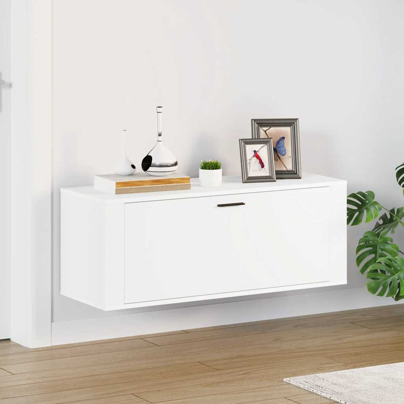 Load image into Gallery viewer, Vidaxl wandschoenenkast 100x35x38 cm bewerkt hout wit
