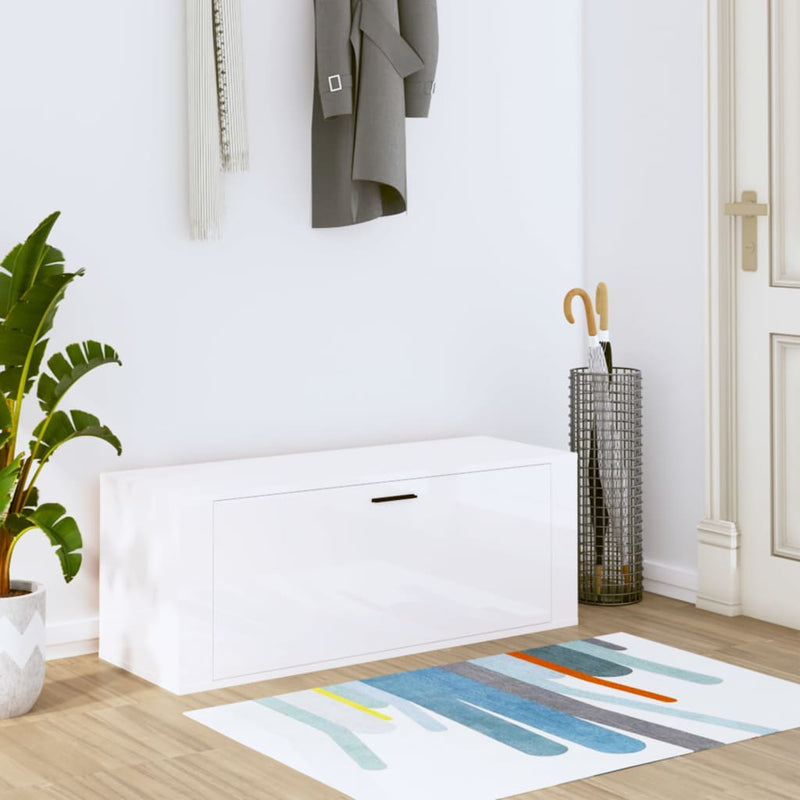 Load image into Gallery viewer, Vidaxl wandschoenenkast 100x35x38 cm bewerkt hout hoogglans wit
