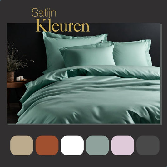 Ten cate katoen satijnen eenpersoons dekbedovertrek 140x200 220 cm mint