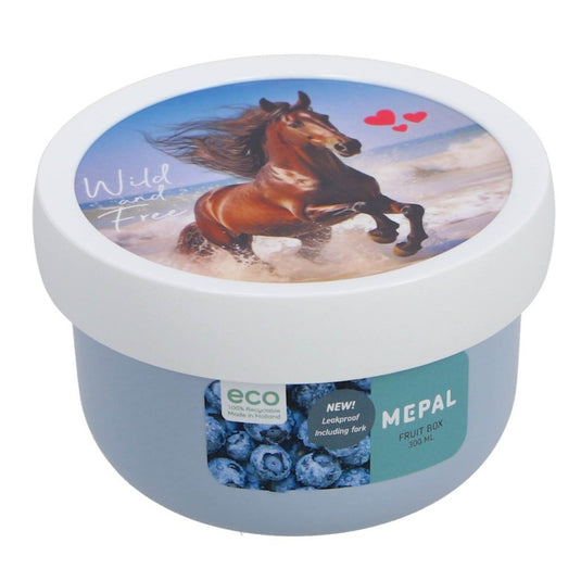 Mepal fruitbox campus - 300 ml - inclusief fruitvorkje - sluit goed af - snackdoosje - wild horse