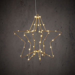 Overige merken ster hangend 60 leds warm wit 32x30 cm goud