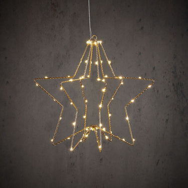 Overige merken ster hangend 60 leds warm wit 32x30 cm goud