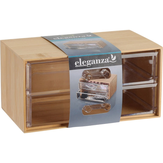 Eleganza bamboe organiser met 2 lades 18.5x11.5x9.3 cm