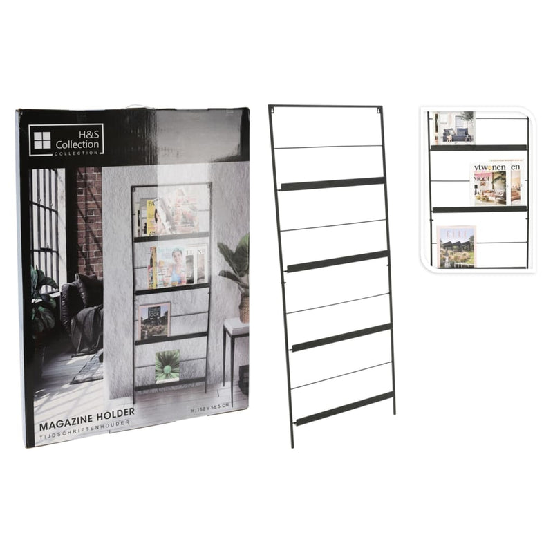 Load image into Gallery viewer, H S Collection H S Collection Tijdschriftenhouder 150x56,5 cm metaal zwart
