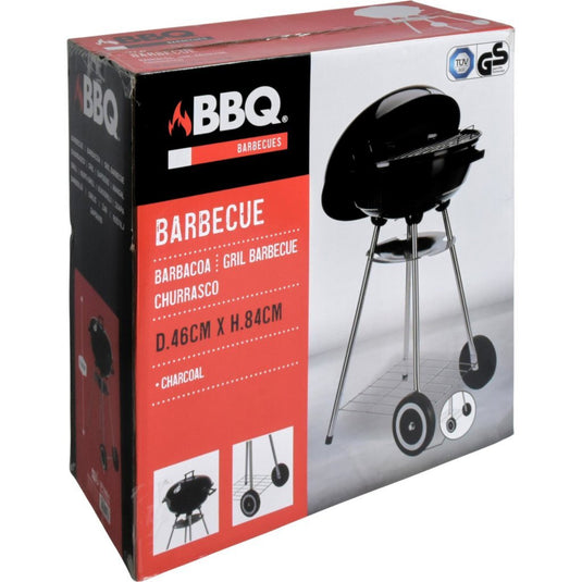 Overige merken kogelgrill houtskoolbarbecue op wielen 46 cm zwart