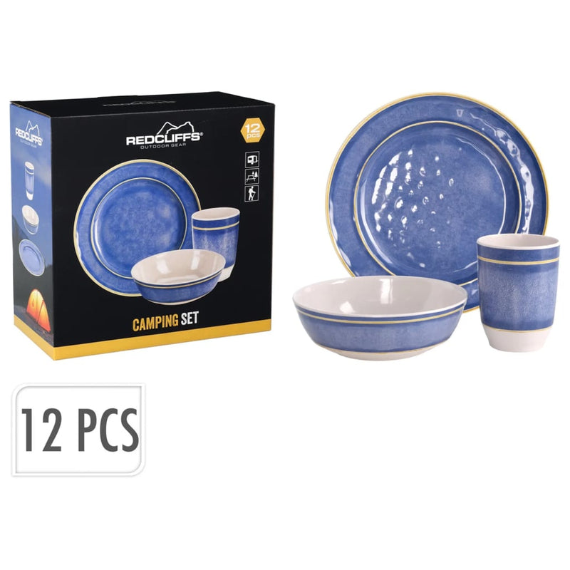 Load image into Gallery viewer, Redcliffs 12-delige Campingserviesset melamine blauw
