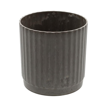 Hbx natural living bloempot melamine ribble dia14x15,5cm bruin