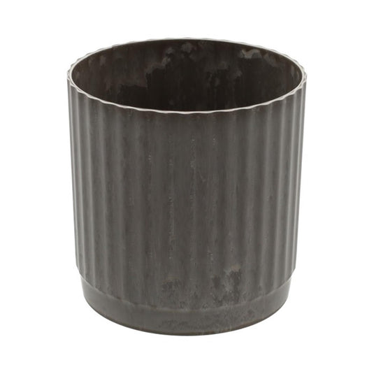 Hbx natural living bloempot melamine ribble dia14x15,5cm bruin