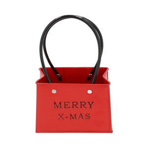 Hbx natural living bloempot tasmodel merry x-mas 14x7,5x11,5cm rood metaal