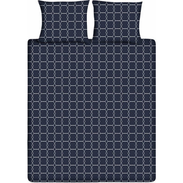 Ten cate katoenen eenpersoons dekbedovertrek 140x200 220 cm graphic donkerblauw