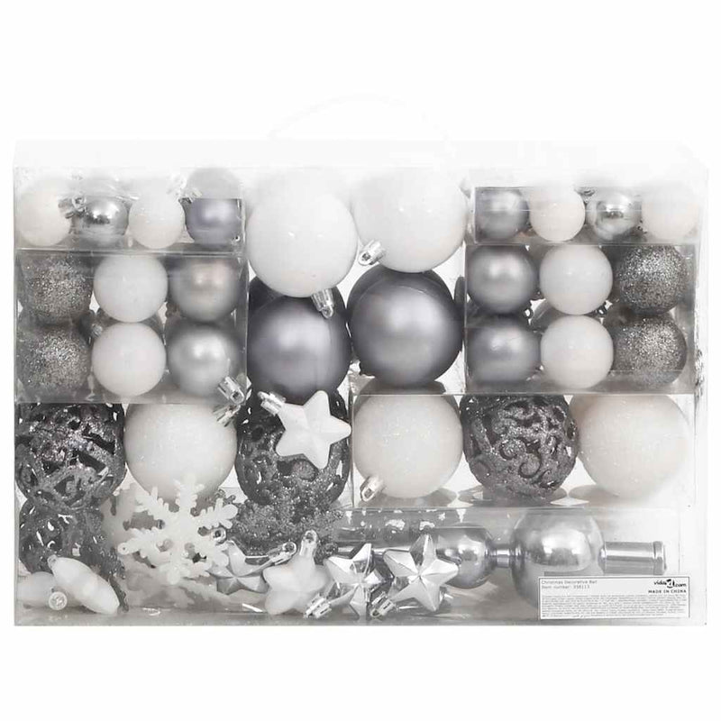 Load image into Gallery viewer, Vidaxl 111-delige kerstballenset polystyreen wit en grijs
