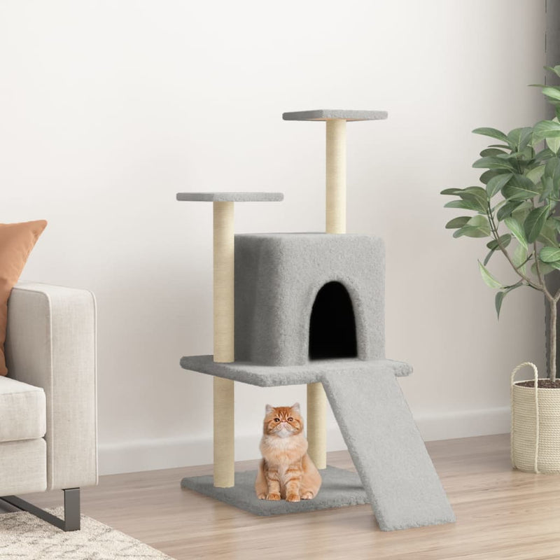 Load image into Gallery viewer, Vidaxl kattenmeubel met sisal krabpalen 110 cm lichtgrijs
