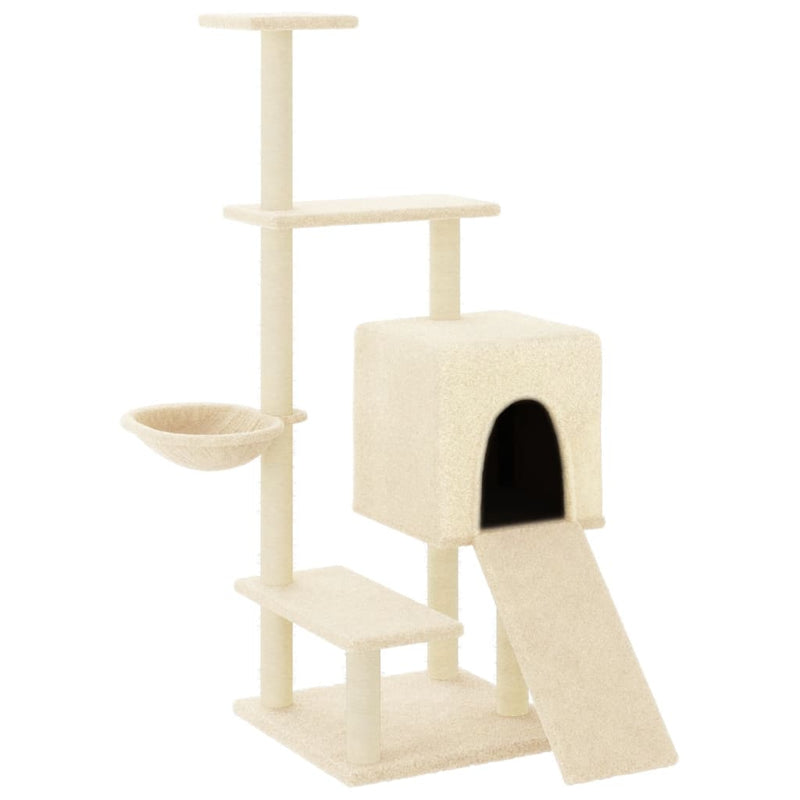 ギャラリービューアに画像をロードする, Vidaxl kattenmeubel met sisal krabpalen 130,5 cm crèmekleurig
