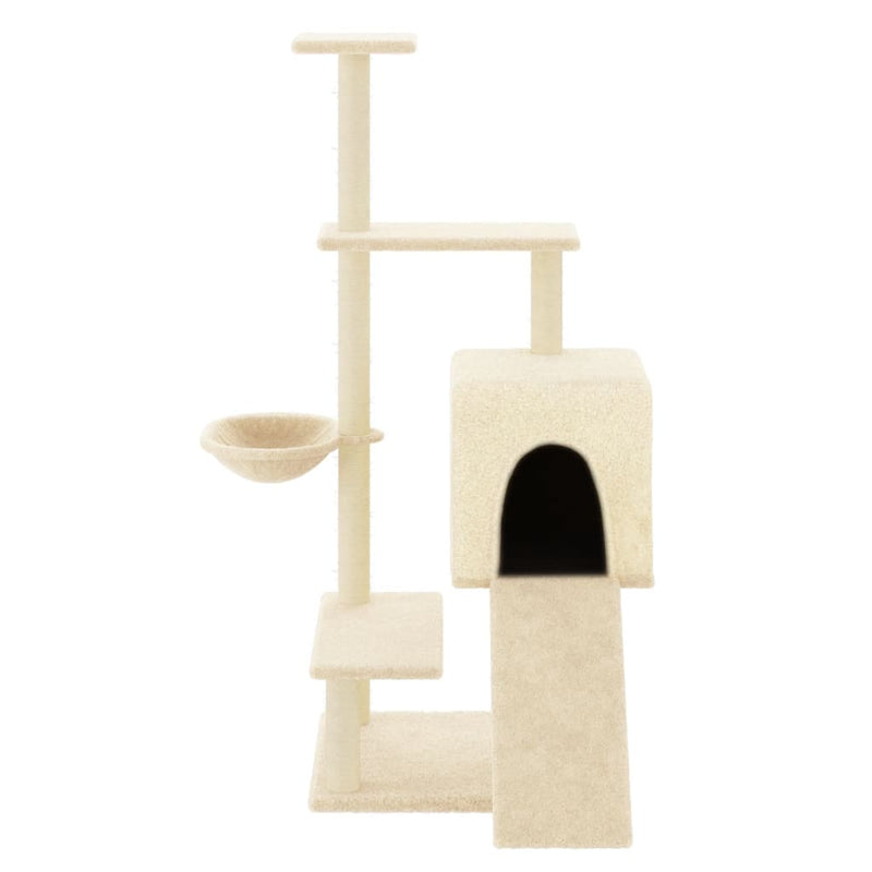 ギャラリービューアに画像をロードする, Vidaxl kattenmeubel met sisal krabpalen 130,5 cm crèmekleurig
