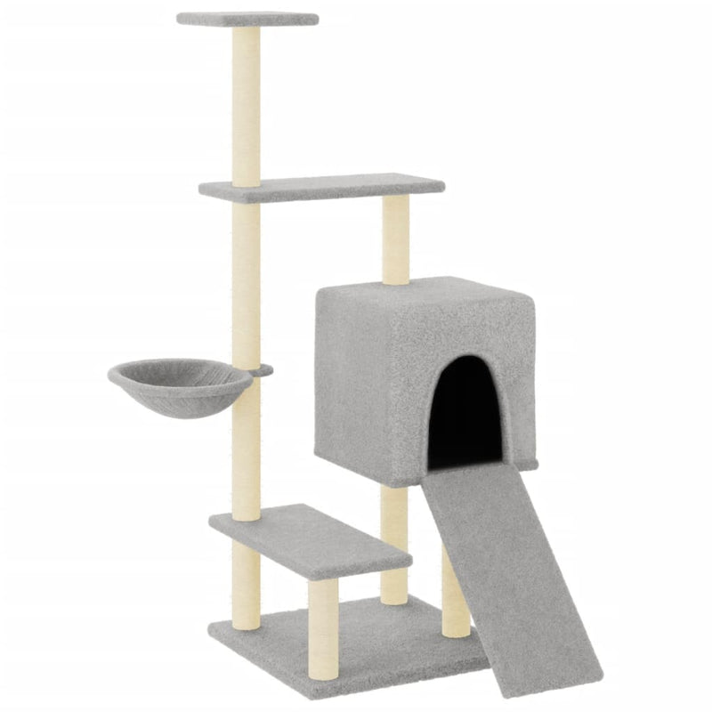 Load image into Gallery viewer, Vidaxl kattenmeubel met sisal krabpalen 130,5 cm lichtgrijs

