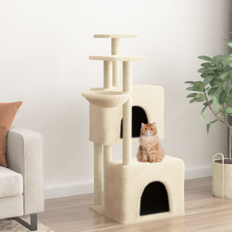 Load image into Gallery viewer, Vidaxl kattenmeubel met sisal krabpalen 122 cm crèmekleurig
