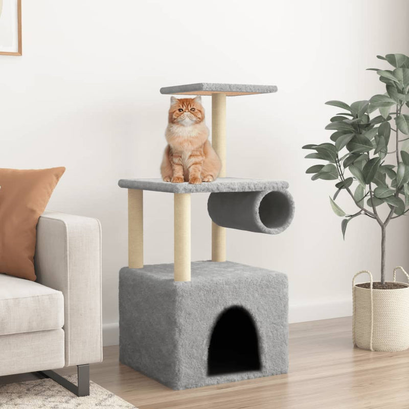Load image into Gallery viewer, Vidaxl kattenmeubel met sisal krabpalen 109,5 cm lichtgrijs
