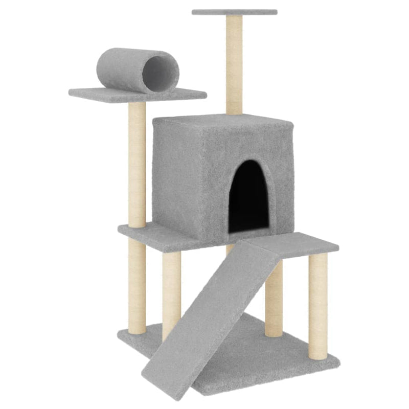 Load image into Gallery viewer, Vidaxl kattenmeubel met sisal krabpalen 110,5 cm lichtgrijs
