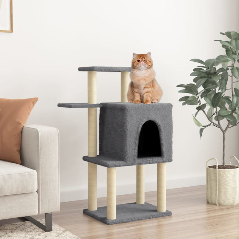 Chargez l'image dans la visionneuse de la galerie, Vidaxl kattenmeubel met sisal krabpalen 97 cm donkergrijs

