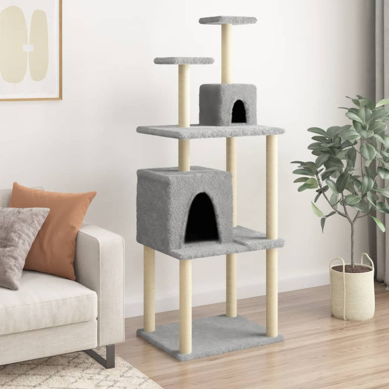 Load image into Gallery viewer, Vidaxl kattenmeubel met sisal krabpalen 167 cm lichtgrijs
