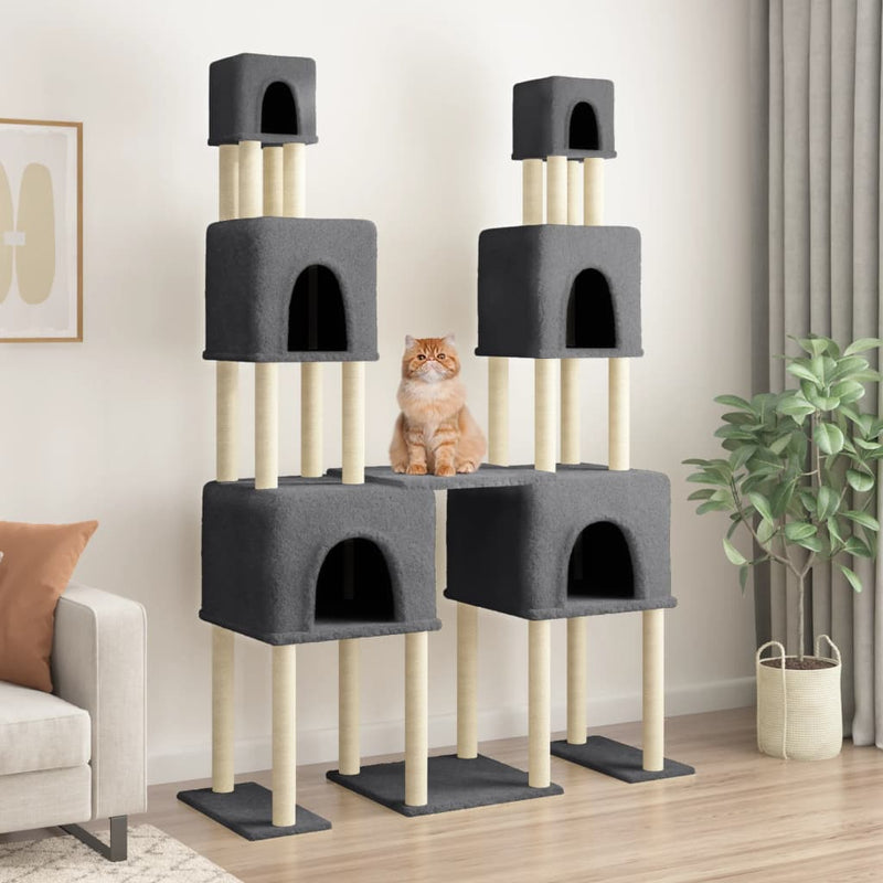 Load image into Gallery viewer, Vidaxl kattenmeubel met sisal krabpalen 199 cm donkergrijs
