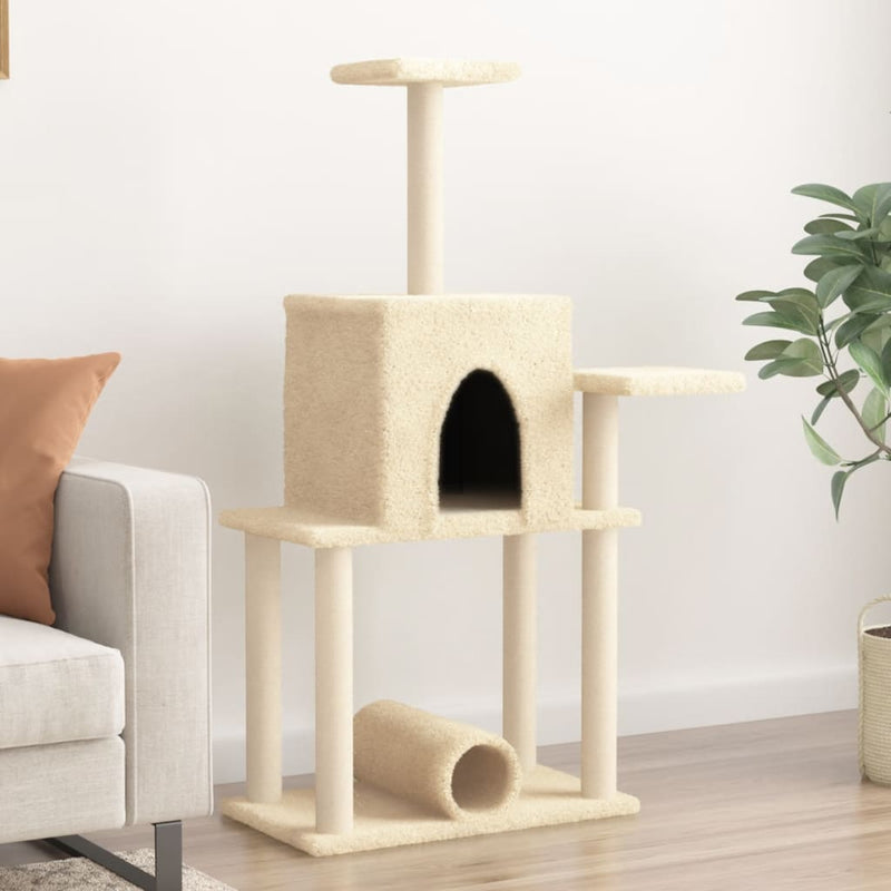 Load image into Gallery viewer, Vidaxl kattenmeubel met sisal krabpalen 122 cm crèmekleurig
