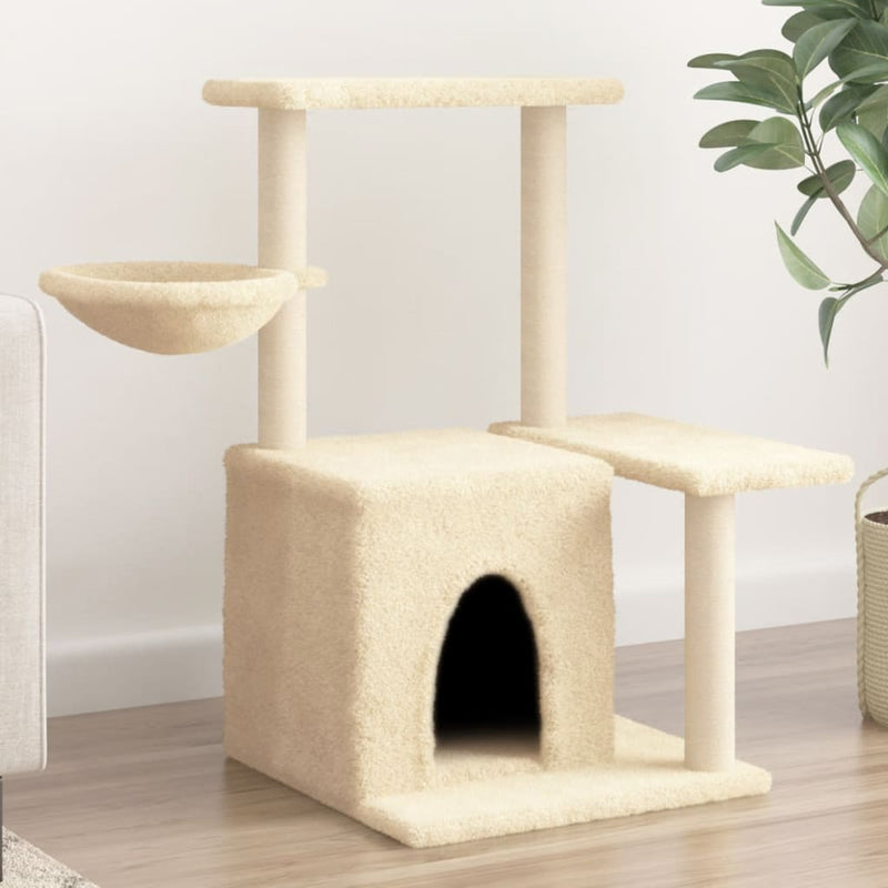 Afbeelding laden in galerijviewer, Vidaxl kattenmeubel met sisal krabpalen 83 cm crèmekleurig
