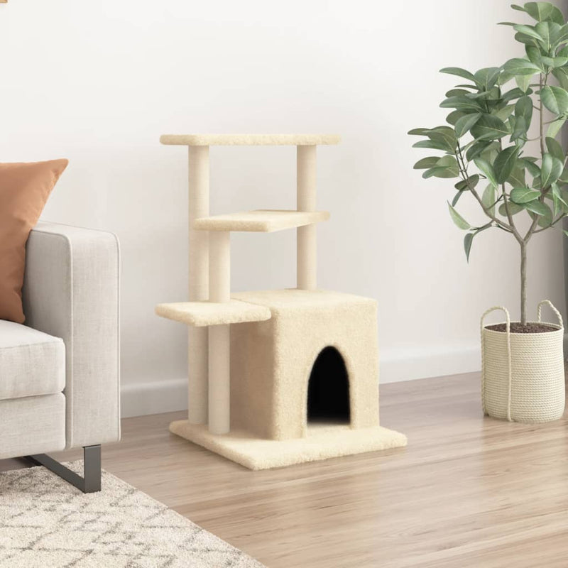Load image into Gallery viewer, Vidaxl kattenmeubel met sisal krabpalen 83,5 cm crèmekleurig
