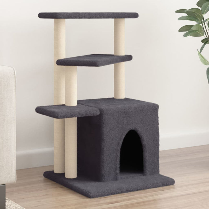 Load image into Gallery viewer, Vidaxl kattenmeubel met sisal krabpalen 83,5 cm donkergrijs
