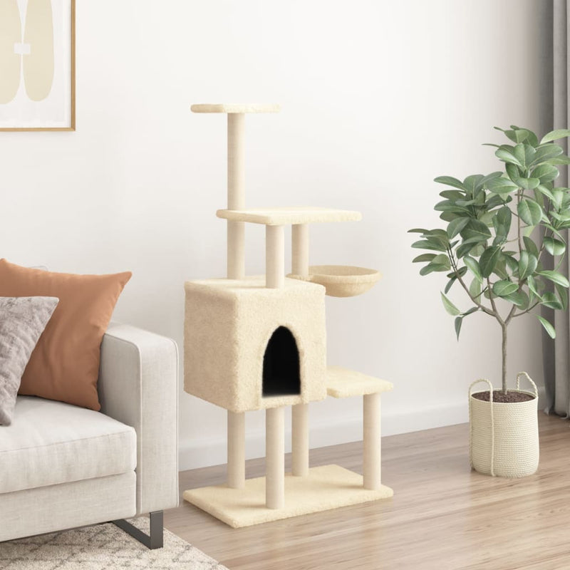 Load image into Gallery viewer, Vidaxl kattenmeubel met sisal krabpalen 131 cm crèmekleurig
