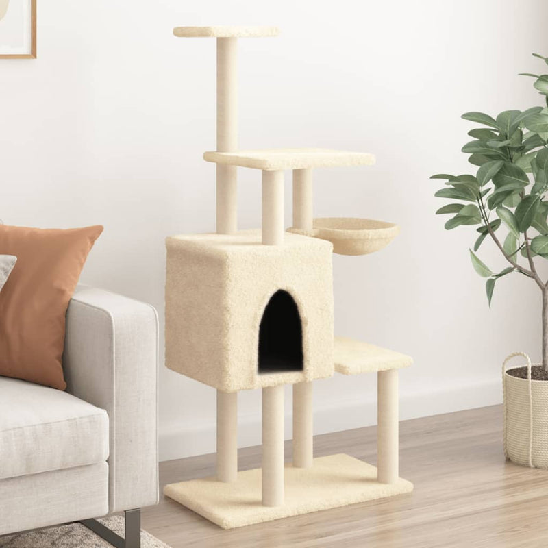Load image into Gallery viewer, Vidaxl kattenmeubel met sisal krabpalen 131 cm crèmekleurig
