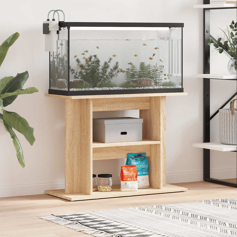 Load image into Gallery viewer, Vidaxl aquariumstandaard 80x35x60 cm bewerkt hout sonoma eikenkleurig
