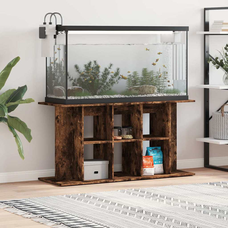 Load image into Gallery viewer, Vidaxl aquariumstandaard 120x40x60 cm bewerkt hout gerookt eikenkleur
