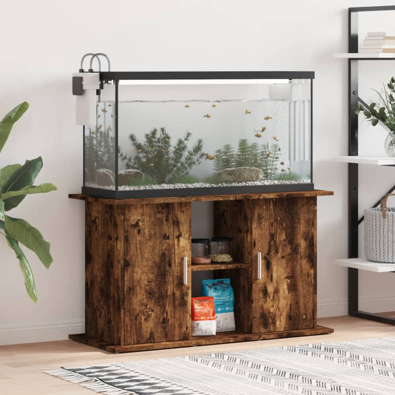 Load image into Gallery viewer, Vidaxl aquariumstandaard 101x41x58 cm bewerkt hout gerookt eikenkleur
