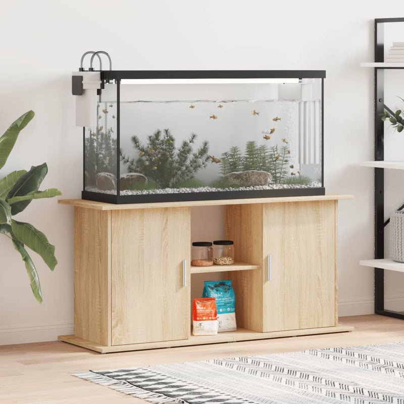 Load image into Gallery viewer, VidaXL Aquariumstandaard 121x41x58 cm bewerkt hout sonoma eikenkleurig

