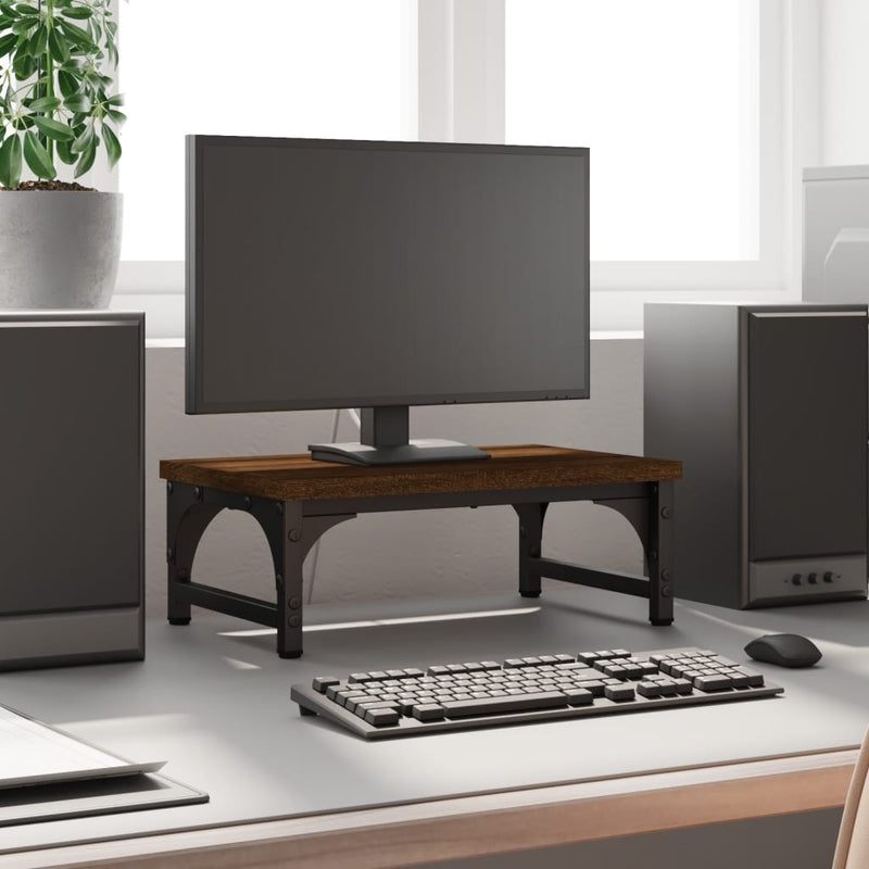 Load image into Gallery viewer, Vidaxl monitorstandaard 37x23x14 cm bewerkt hout bruin eikenkleur
