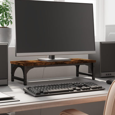 Vidaxl monitorstandaard 55x23x14 cm bewerkt hout gerookt eikenkleurig