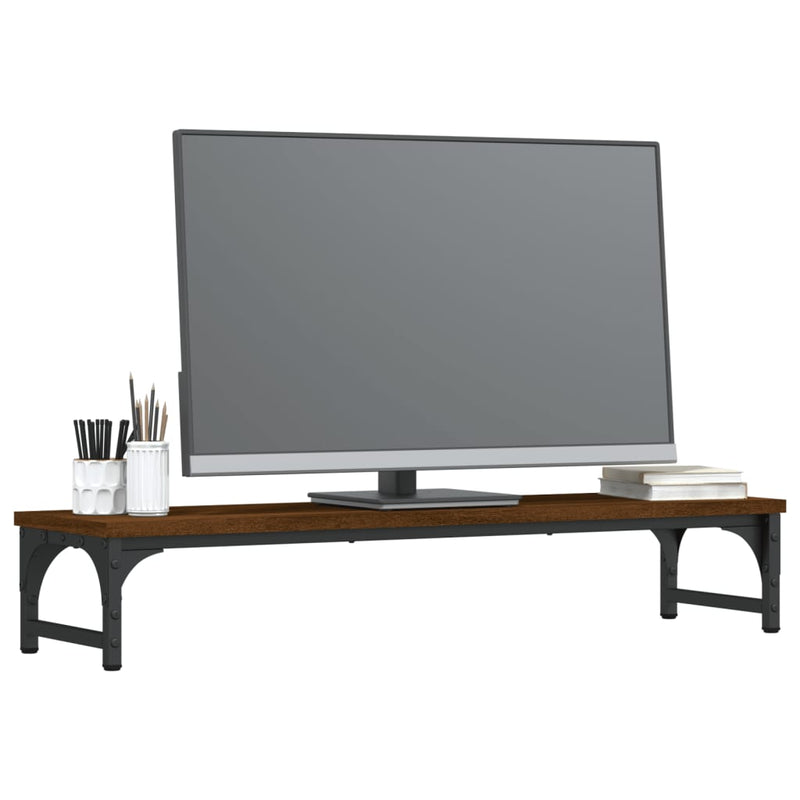 Load image into Gallery viewer, Vidaxl monitorstandaard 85x23x15,5 cm bewerkt hout bruin eikenkleur

