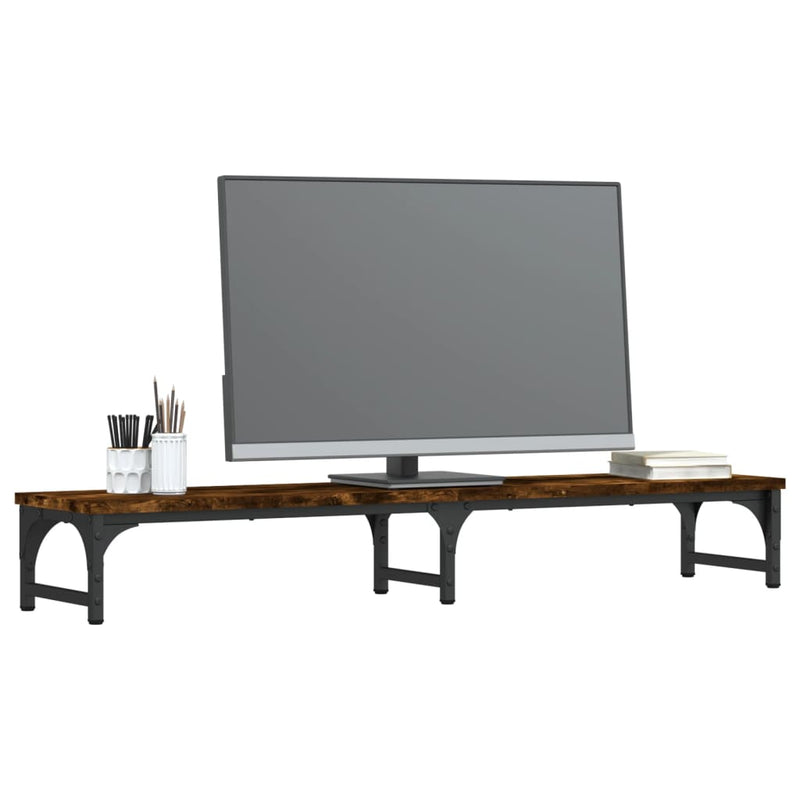 Load image into Gallery viewer, Vidaxl monitorstandaard 105x23x15,5 cm bewerkt hout gerookt eikenkleur

