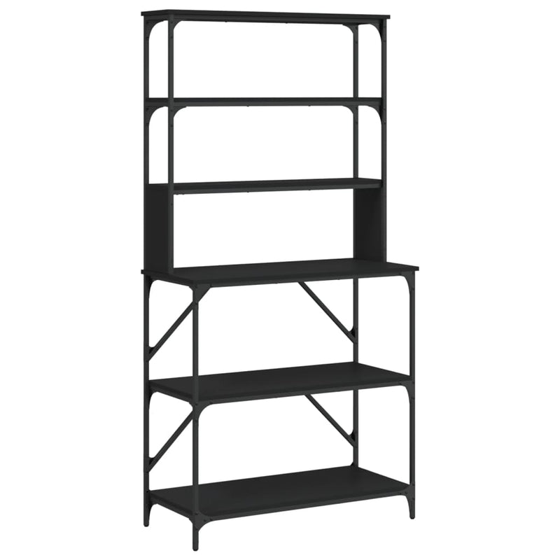 Load image into Gallery viewer, Vidaxl bakkersrek 6-laags 90x40x180 cm bewerkt hout zwart
