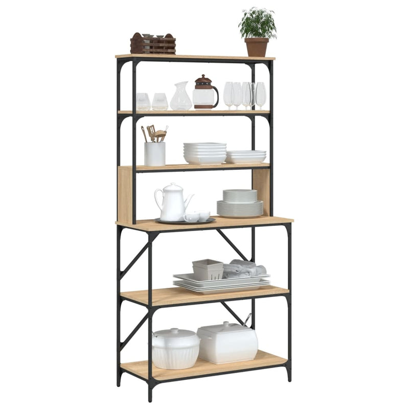 Load image into Gallery viewer, Vidaxl bakkersrek 6-laags 90x40x180 cm bewerkt hout sonoma eikenkleur
