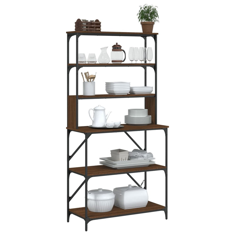 Load image into Gallery viewer, Vidaxl bakkersrek 6-laags 90x40x180 cm bewerkt hout bruin eikenkleur
