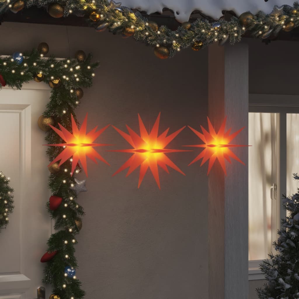 Vidaxl kerstlampen met led's 3 st inklapbaar rood