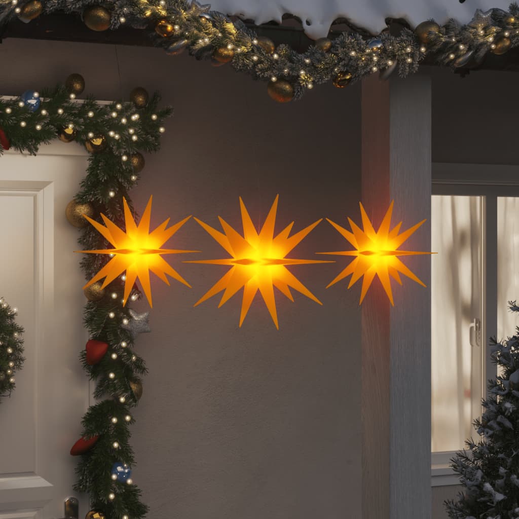 Vidaxl kerstlampen met led's 3 st inklapbaar geel