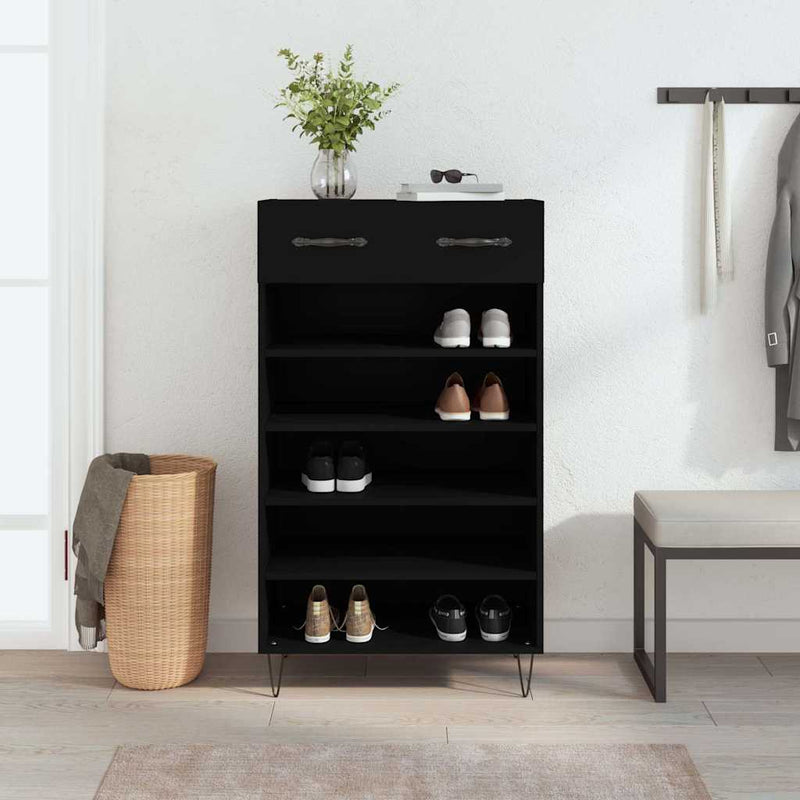 Afbeelding laden in galerijviewer, Vidaxl schoenenkast 60x35x105 cm bewerkt hout zwart
