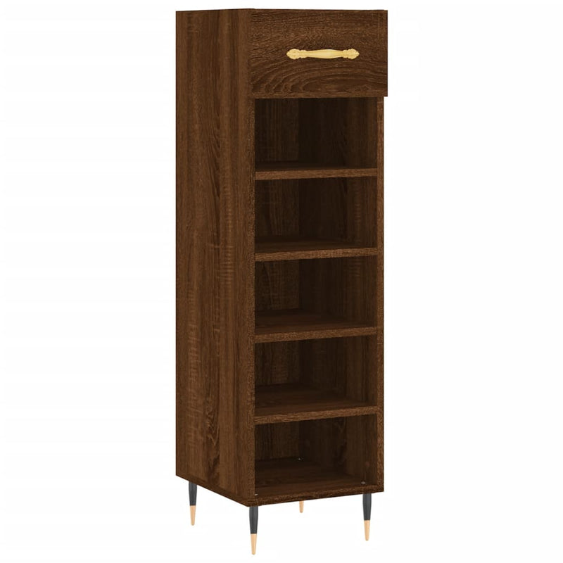 Afbeelding laden in galerijviewer, Vidaxl schoenenkast 30x35x105 cm bewerkt hout bruin eikenkleur
