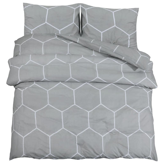 Vidaxl dekbedovertrekset 220x240 cm katoen grijs en wit