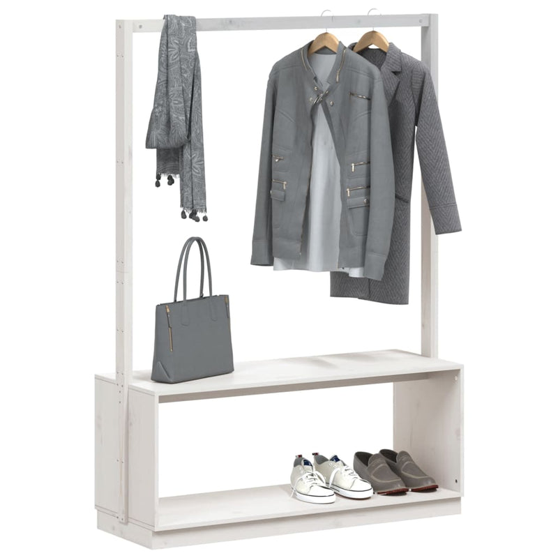 Afbeelding laden in galerijviewer, Vidaxl kledingrek schoenenkast 113x40x157,5 cm massief grenenhout wit
