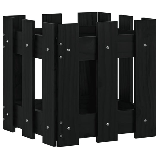 VidaXL Plantenbak met hekontwerp 30x30x30 cm massief grenenhout zwart