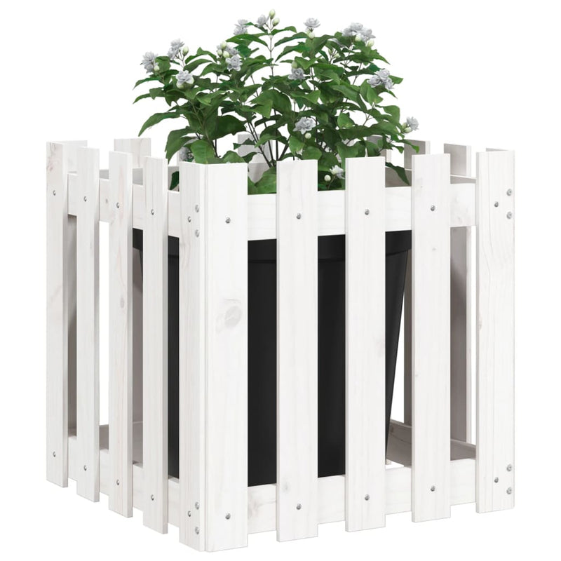 Load image into Gallery viewer, Vidaxl plantenbak met hekontwerp 50x50x50 cm massief grenenhout wit
